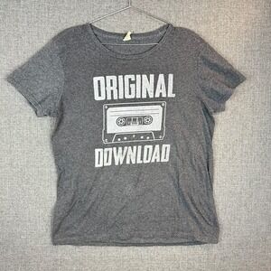 Original Download‎ Cassette Tape Graphic T-Shirt, Gray Short Sleeve, L